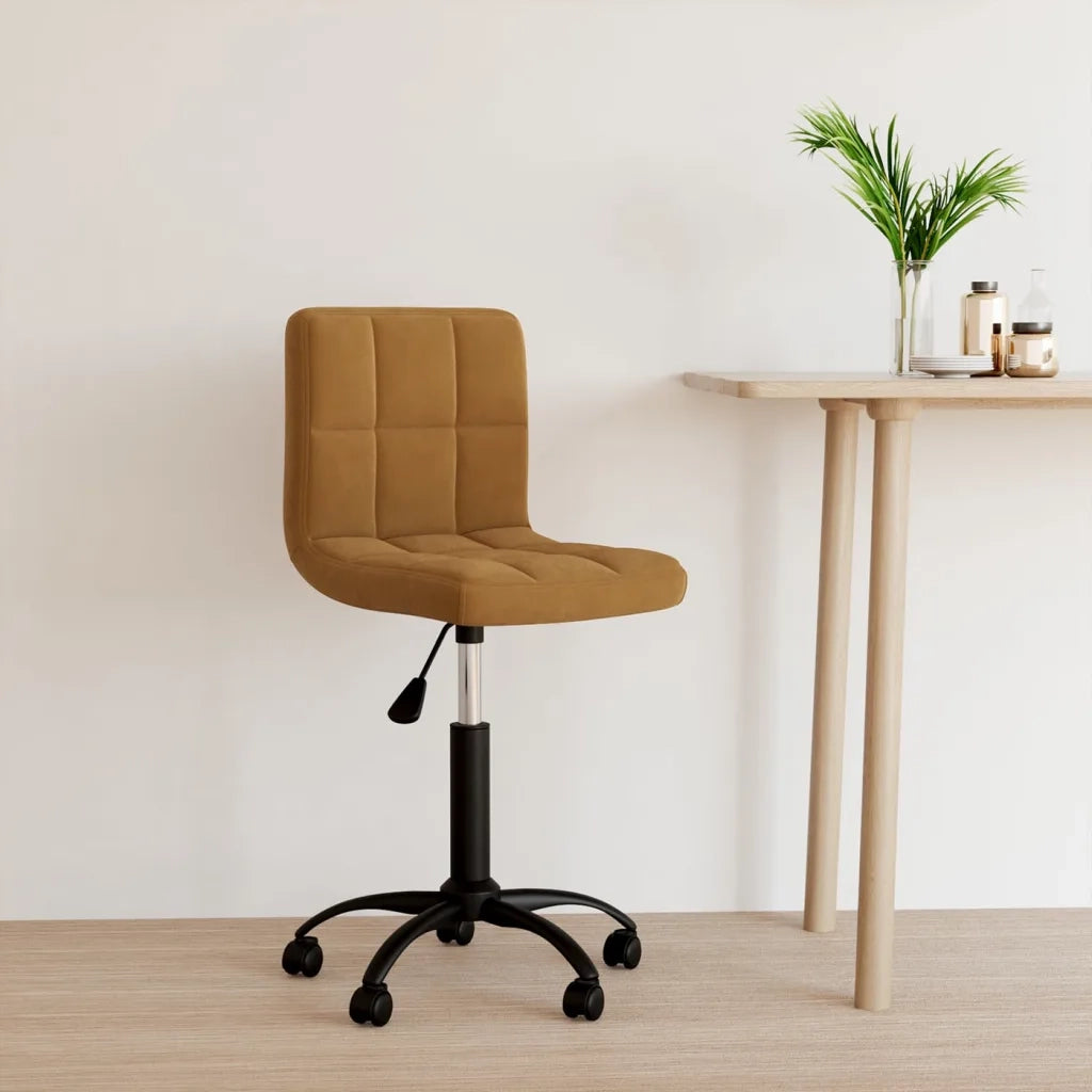 Sedia Girevole da Ufficio Marrone in Velluto 334354