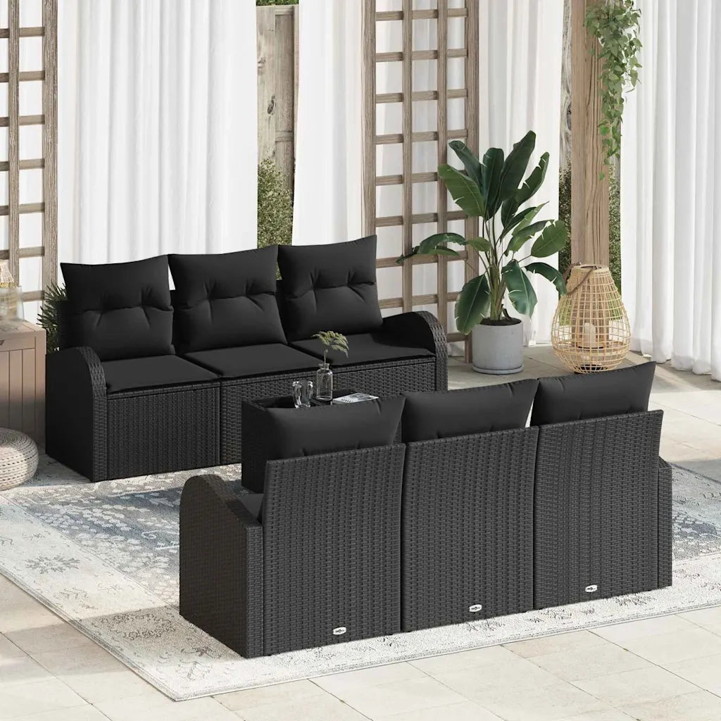 Set Divano da Giardino Nero 55 x 55 x 37 cm polyrattan 3345933