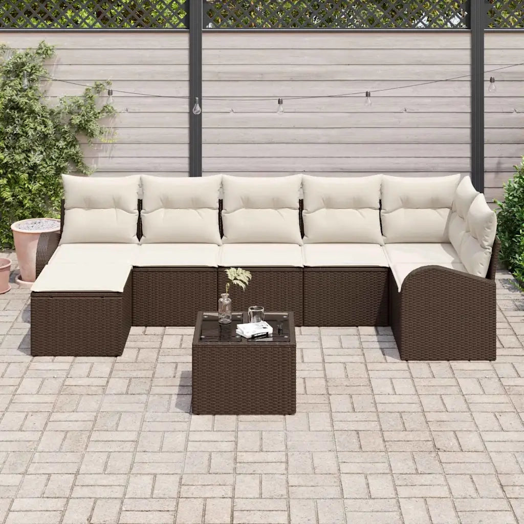 Set di divani con cuscino 8 pcs Marrone polyrattan 3354807