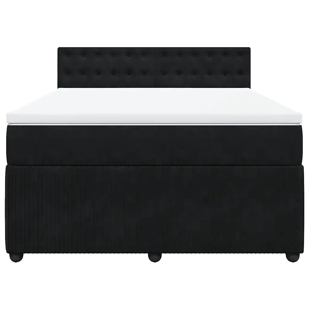 Giroletto a Molle con Materasso Nero 140x190 cm in Velluto