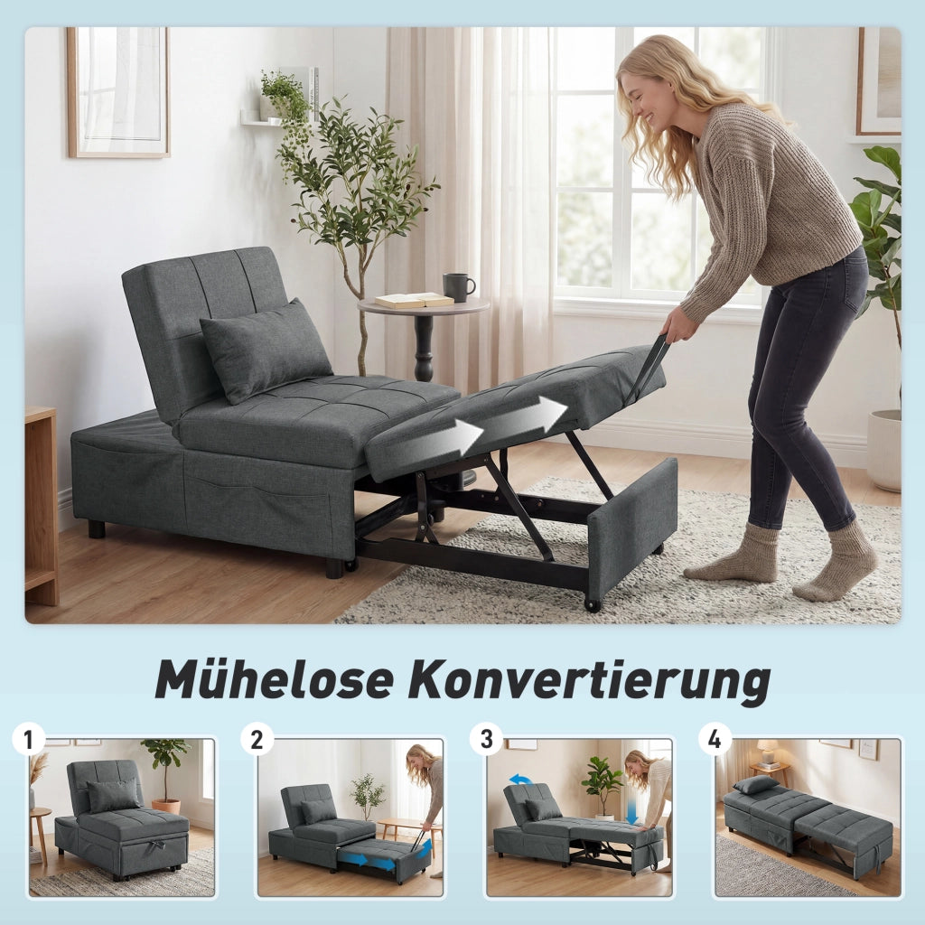 Divano letto reclinabile 2 posti ¨C Minimal ¨C Grigio