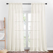 Set di tende da 2 pezzi - H 240 x B 132 cm - Semi trasparente - Tendenza in lino - Guida stanghe - 100% Poliestere - Decorazione per finestre