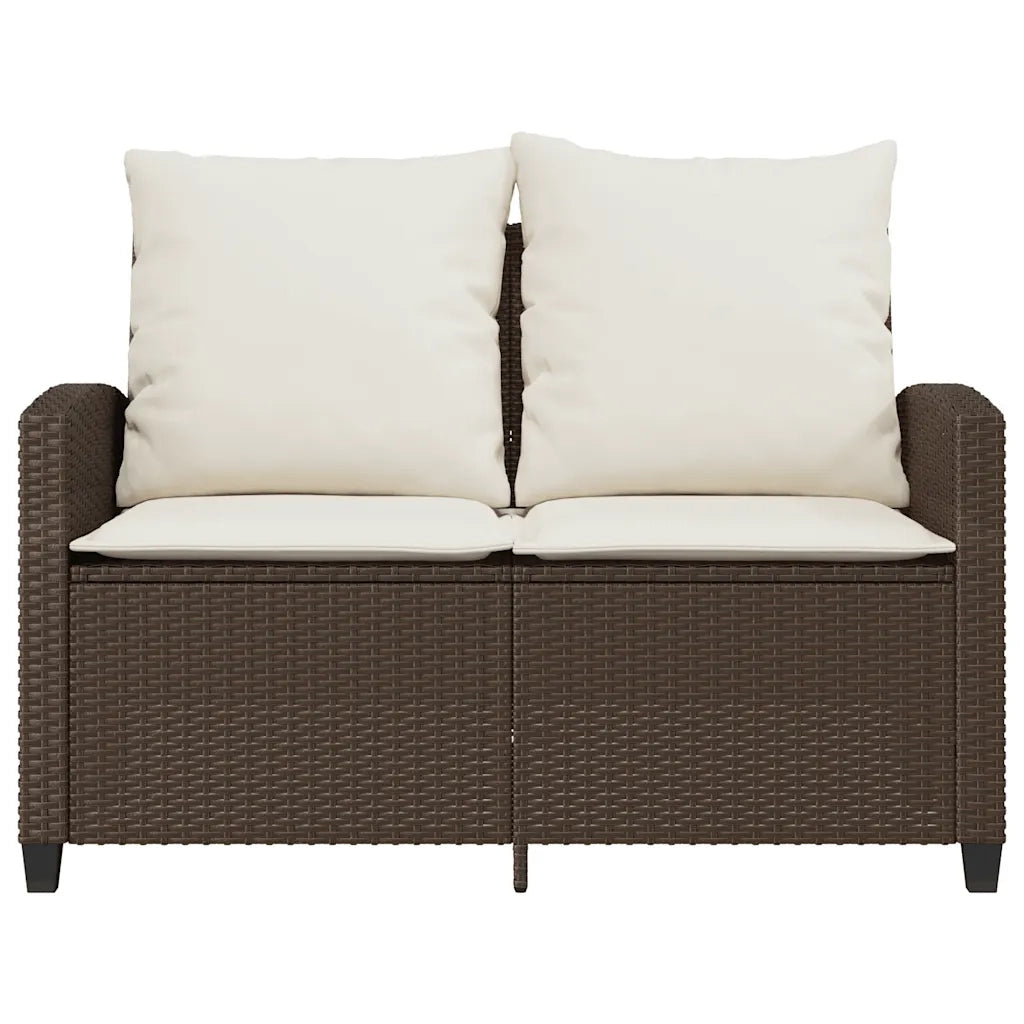 Divano a 2 Posti con Cuscini e Tavolo Marrone Polyrattan 4103846