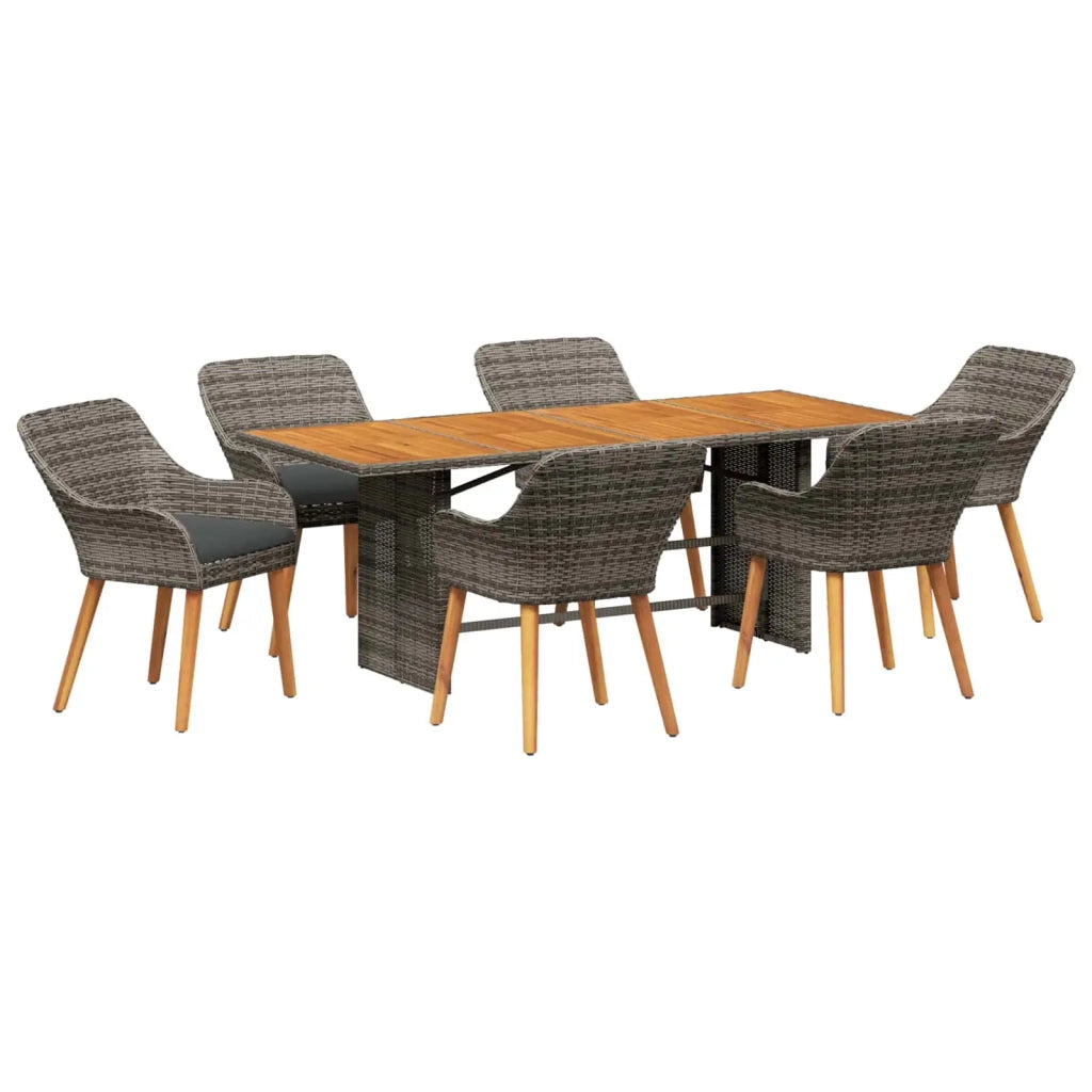 Set da Pranzo per Giardino con cuscino 7 pcs Grigio polyrattan 3261627