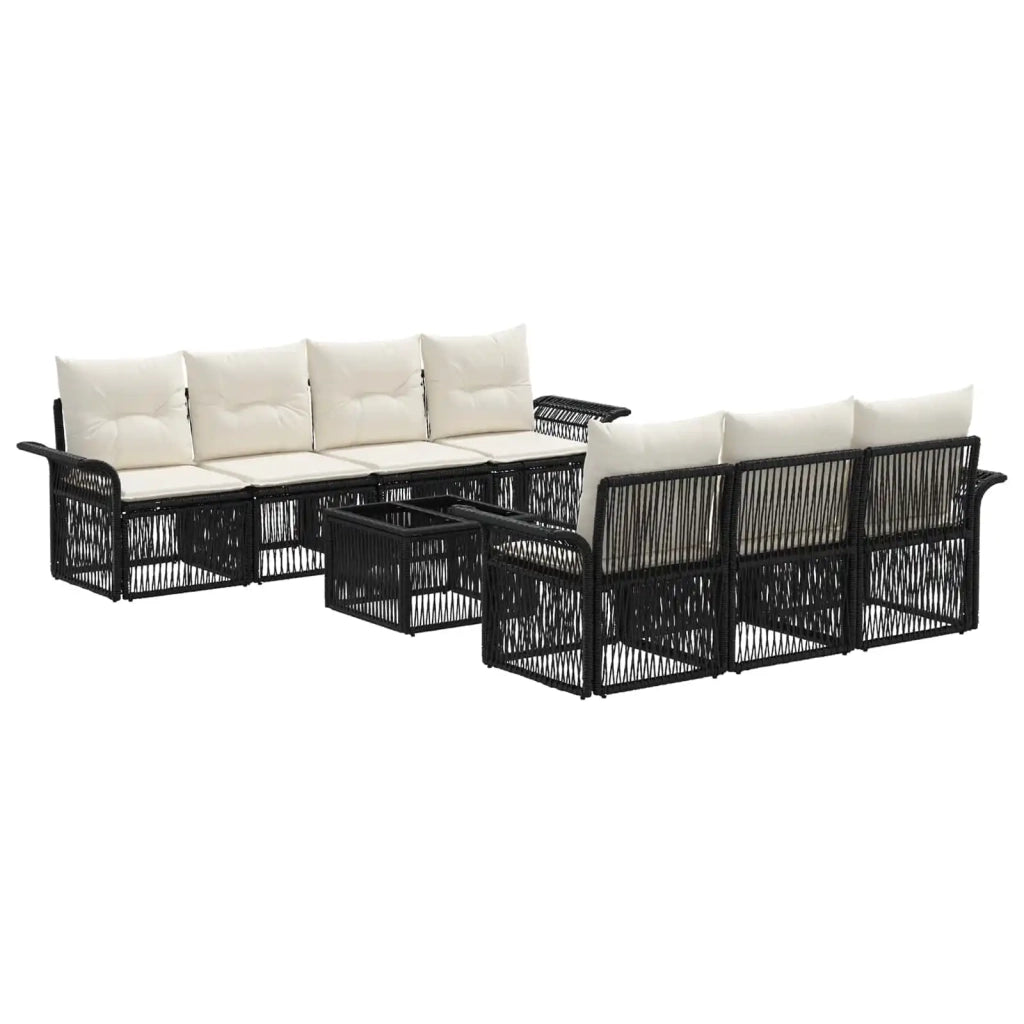 Set Divano da Giardino 8 pz Nero polyrattan 3434767