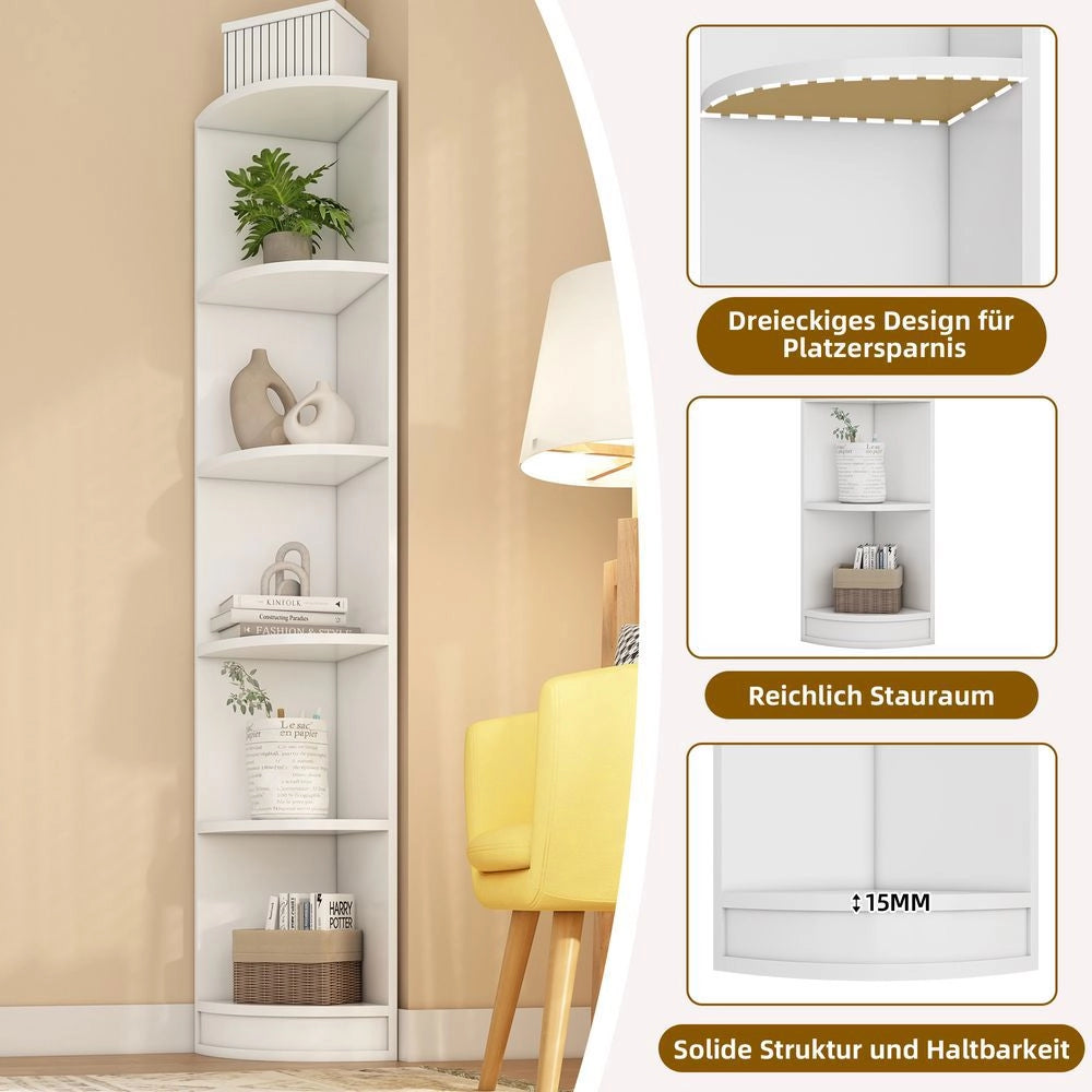 Libreria Angolare - Xylo - 135??54??180 cm - 5 Ripiani MDF Bianco