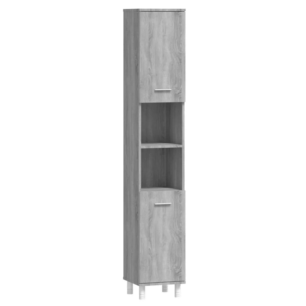 Pratico mobiletto da bagno di design 30 x 30 x 179 cm realizzato in legno composito grigio 02_0048522