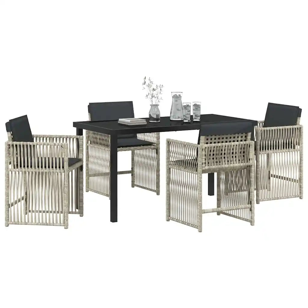 Set da Pranzo per Giardino 5 pcs Grigio chiaro