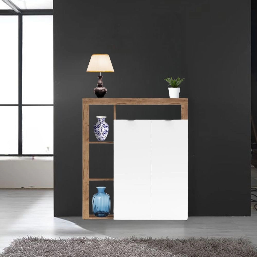 Credenza rovere tabacco e bianco 108x41x126