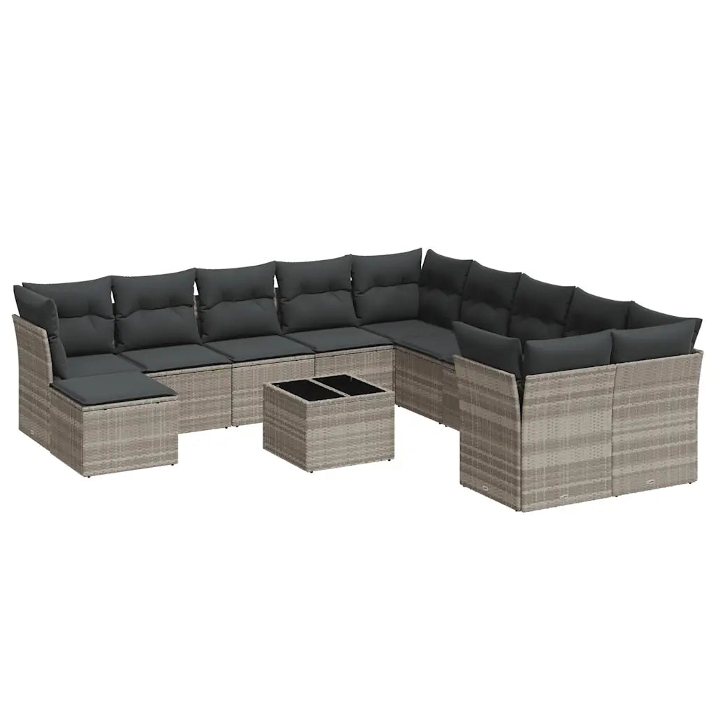Set Divano Giardino 12 pz con Cuscini Grigio Chiaro Polyrattan 3250461