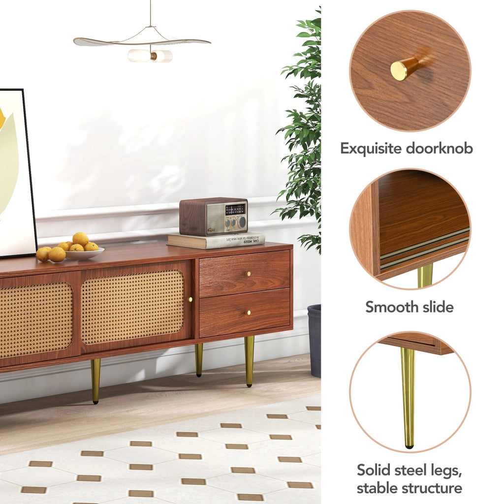 Cassettiera per TV noce MDF lunghezza 160 cm