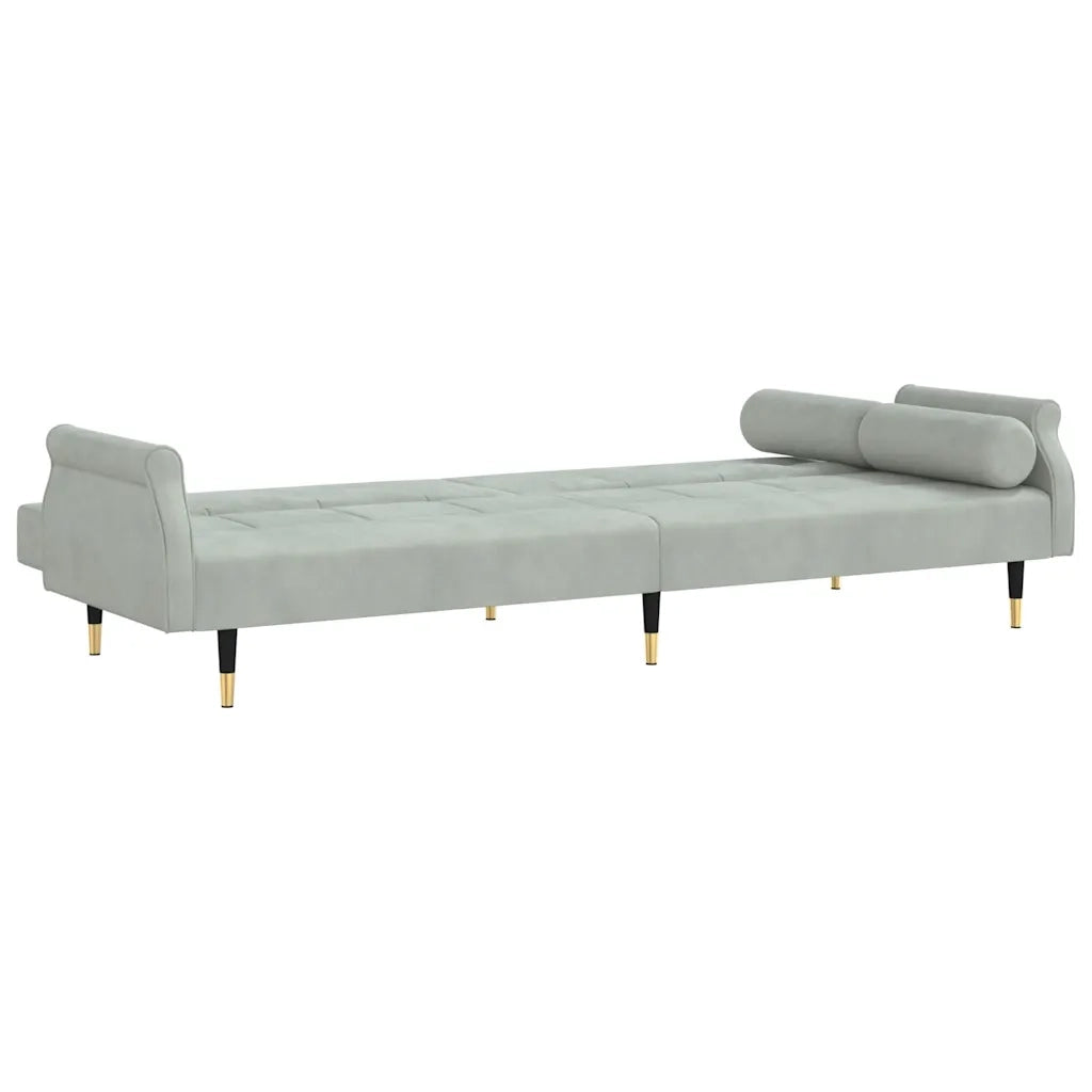 Divano letto | Sof¨¤ letto | Letto singolo con Cuscini Grigio Chiaro in Velluto