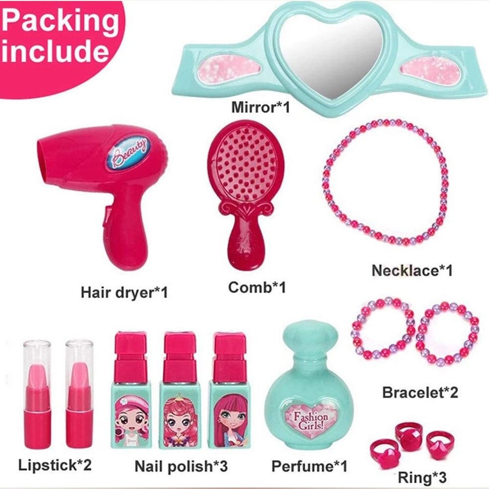 Trade Shop - Beauty Set Con Specchio Valigetta Giocattolo Accessori Bellezza Con Ruote -