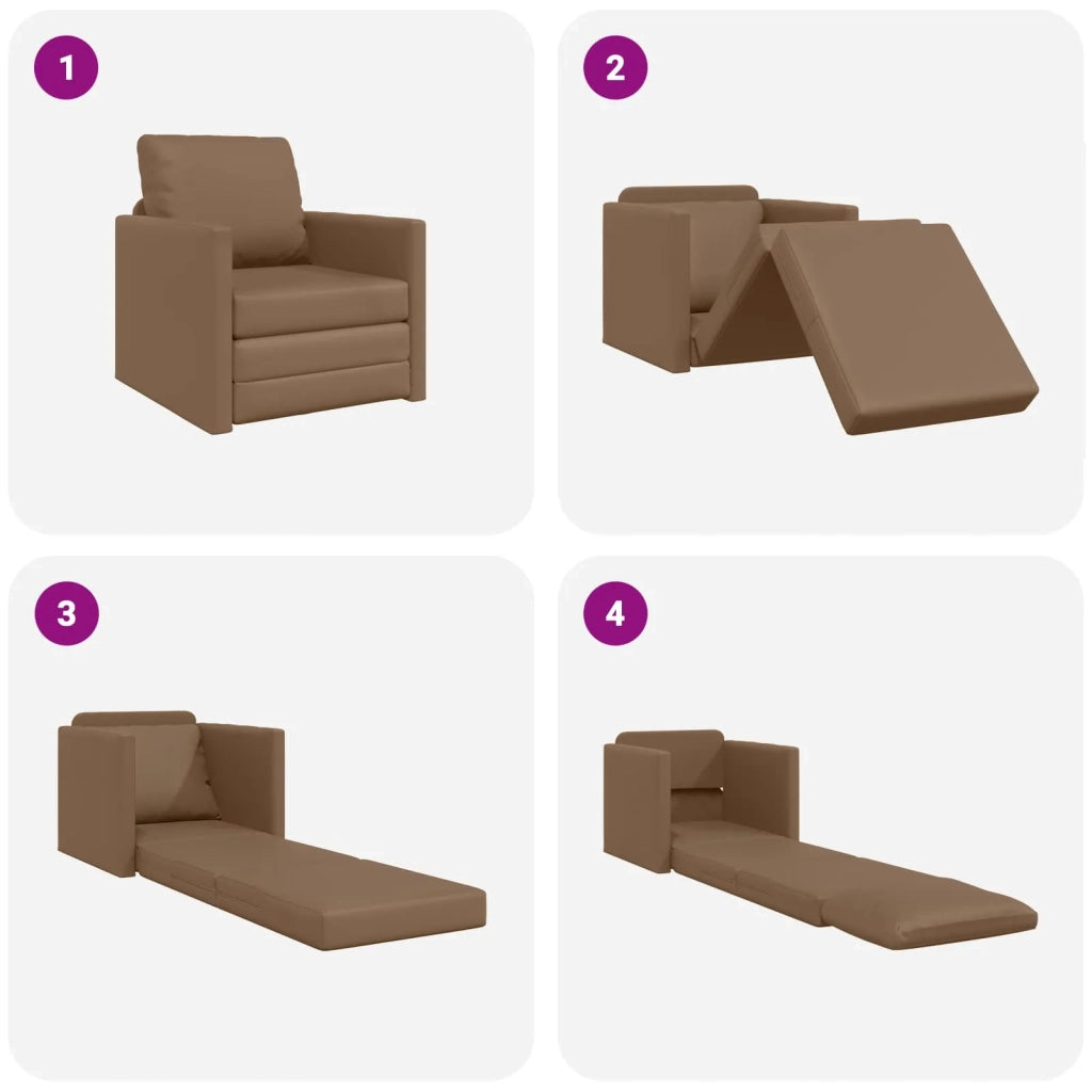 Divano letto | Sof¨¤ letto | Letto singolo 60cm Cappuccino Pelle Artificiale