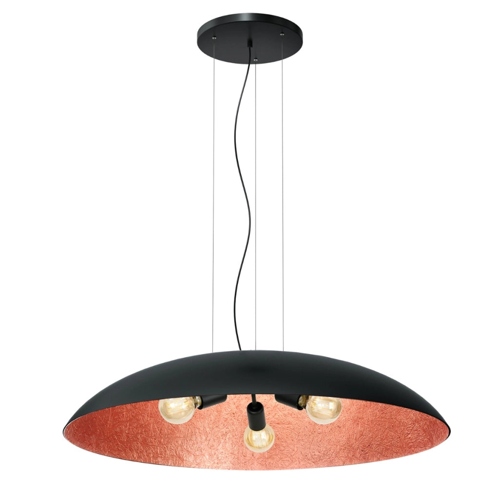 Lampada sospensione Luminex Compo nero/rame 3xE27 15W