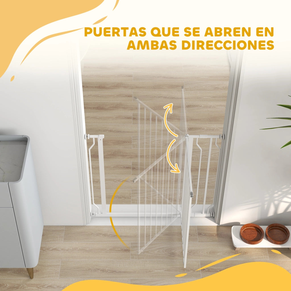 Cancelletto per Cani Regolabile 75-95 cm ¨C Xylo ¨C Bianco con Doppio Blocco e Estensione