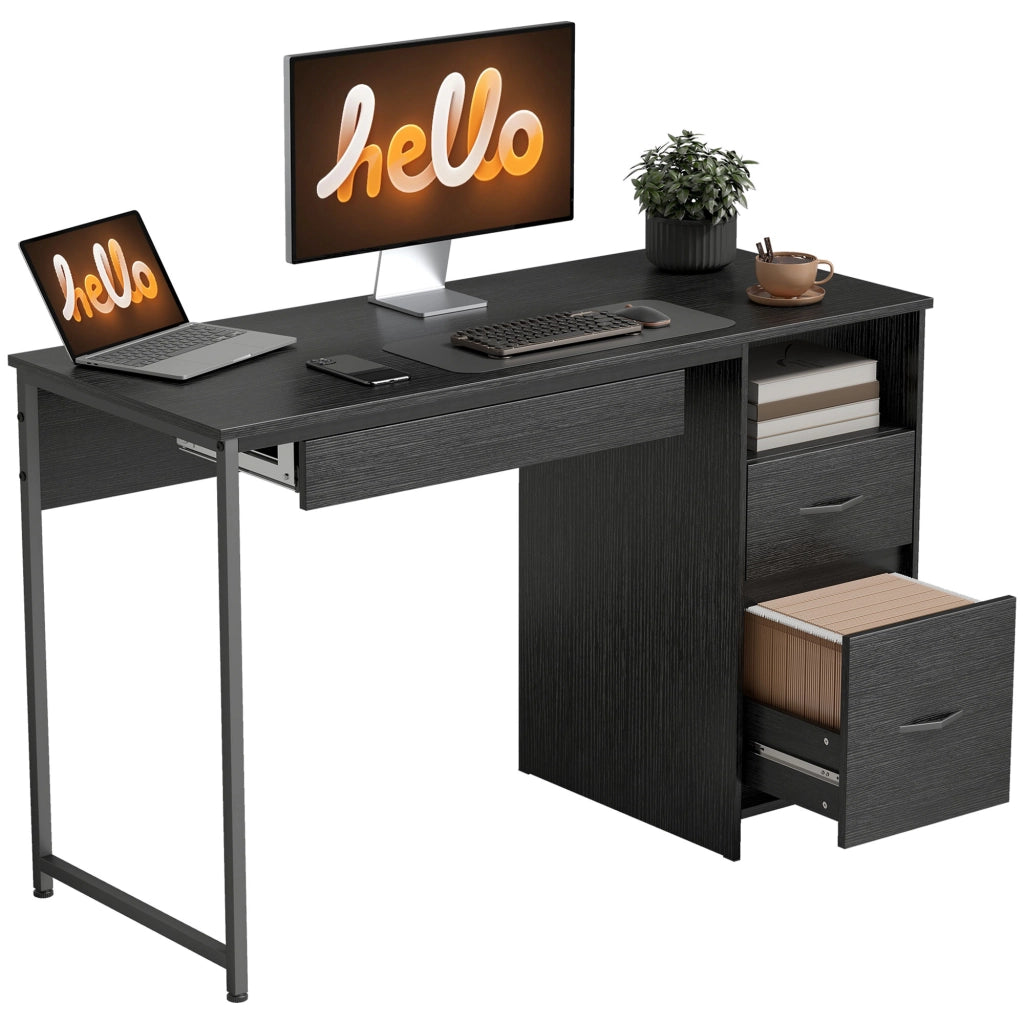 Scrivania Ufficio Tavolo Computer Salvaspazio, 120x52.3 cm, Nero