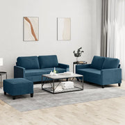 Set di Divani 3 pz con Cuscini Blu in Velluto 3201515