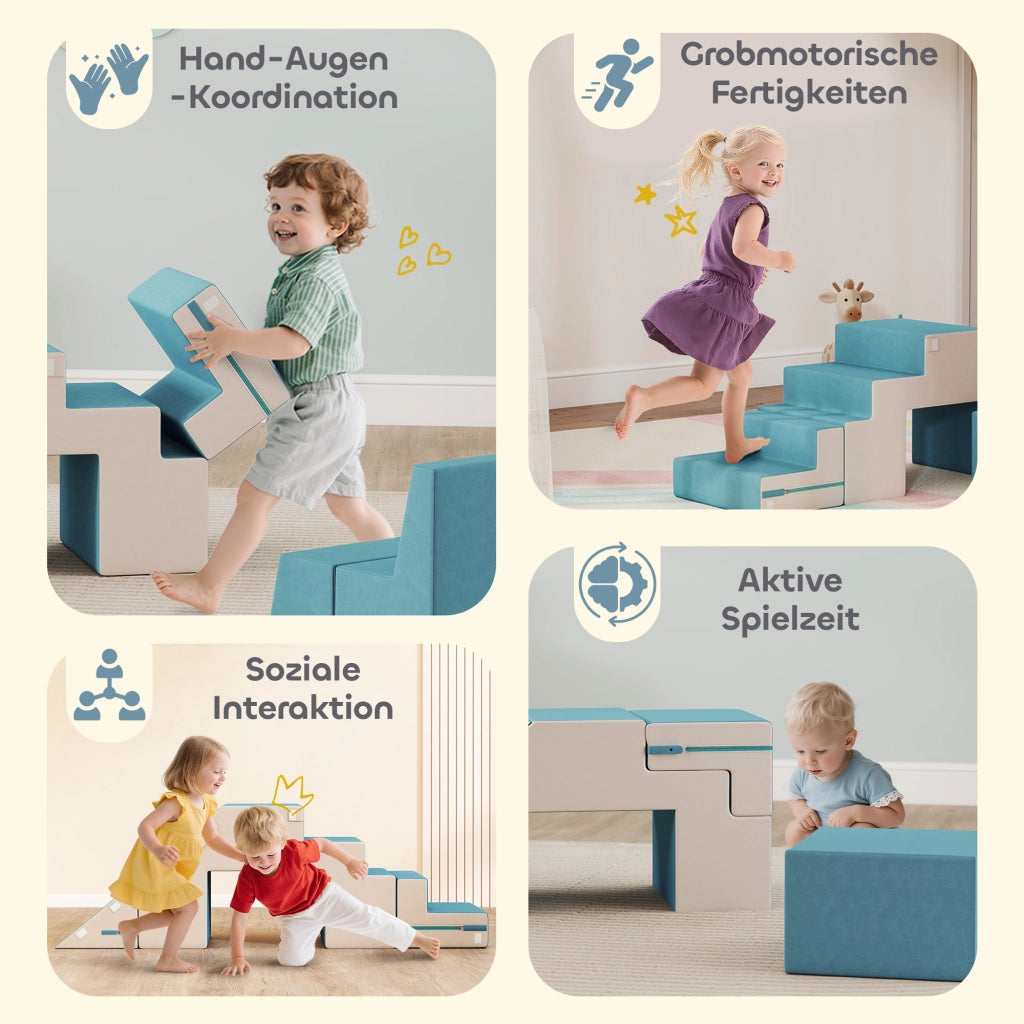 Blocchi da gioco morbidi per bambini ¨C zephmum ¨C beige e blu