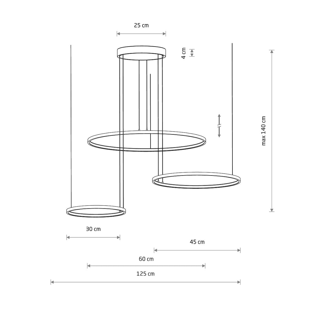 Lampada sospesa nera triplo anello LED Circolo 3000K Nowodvorski
