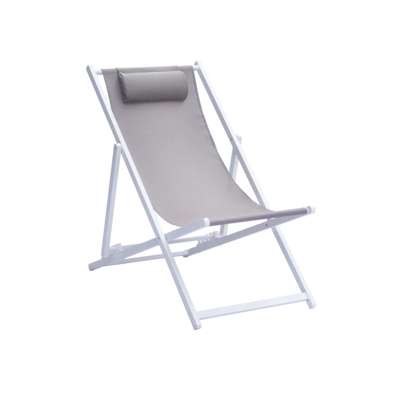 Set Di 4 Sdrai Mare Alluminio Bianco Sandy/Text Tortora Moia