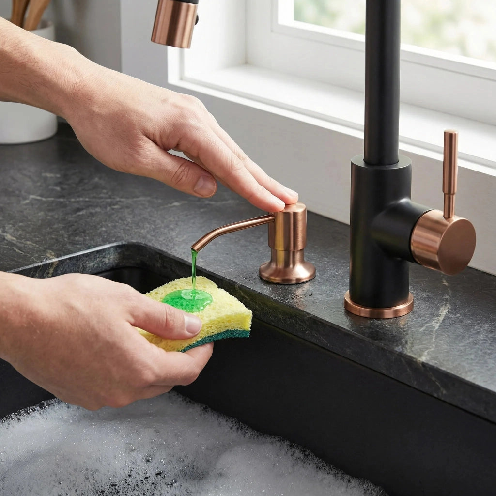 Dispenser Lavello Sapone Rea Erogatore Lon Brush Copper