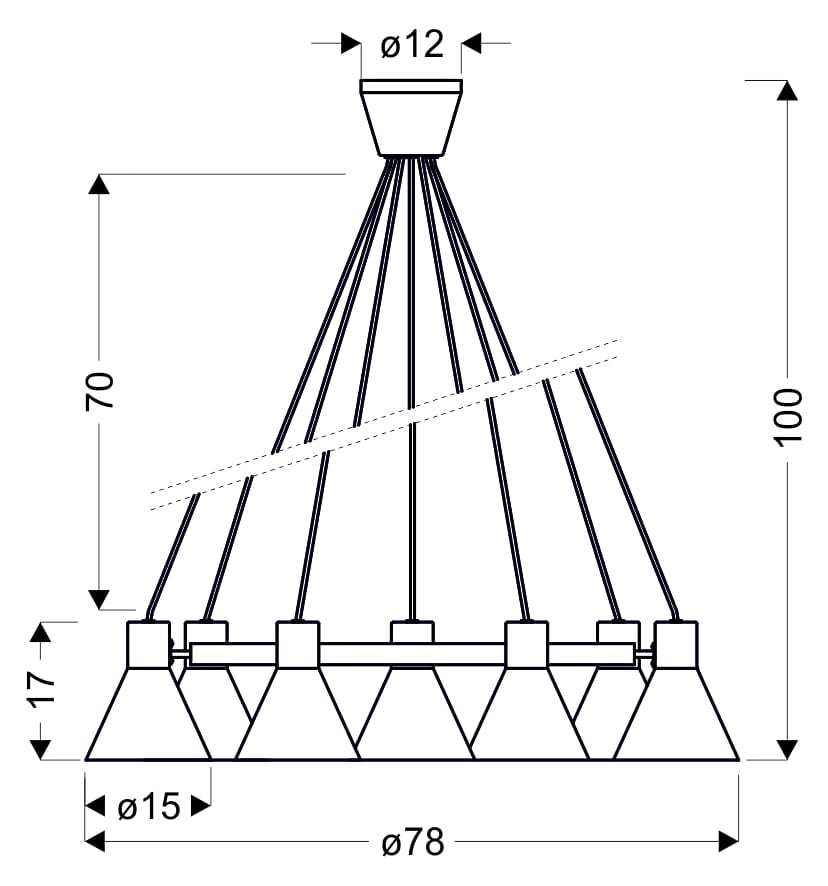 Lampadario Candellux More 37-71170 7xE27 nero/oro metallo