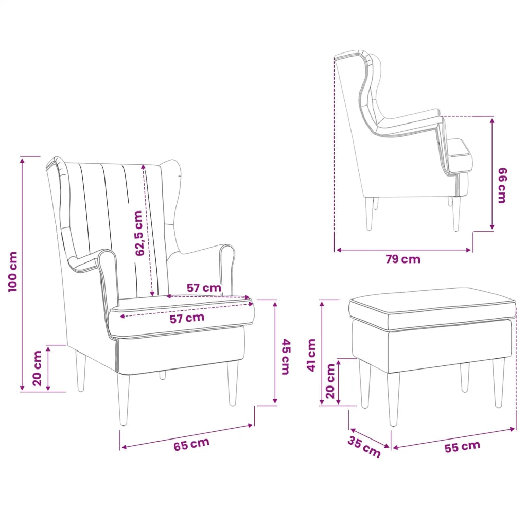 Poltrona con Ottomano 2 pz Nero Velluto 3418827