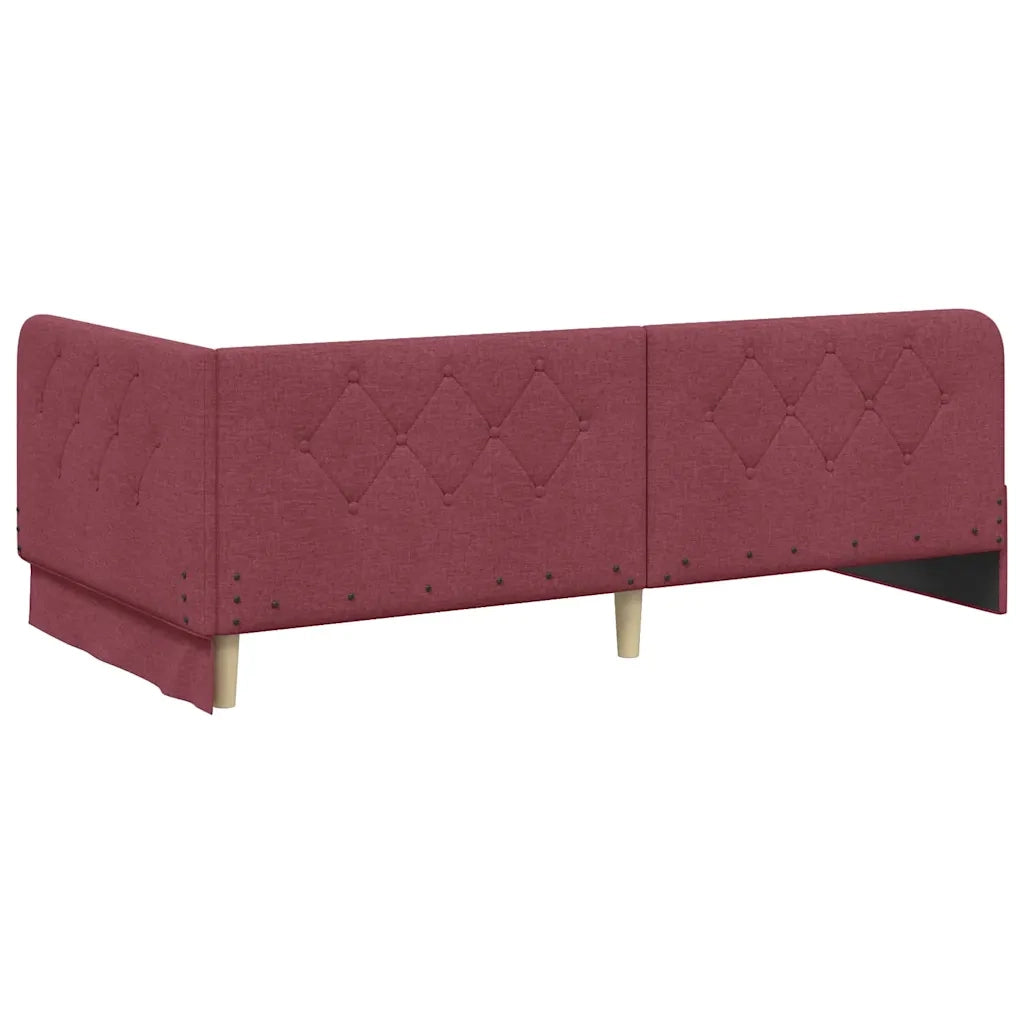 Cornice del letto ad angolo Rosso Vino 90 x 190 cm Tessuto 42016490