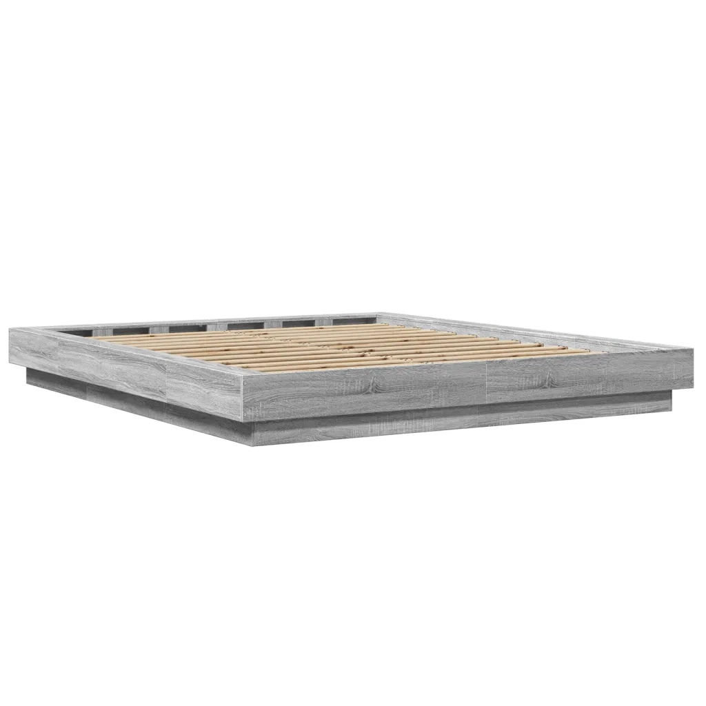 Letto matrimoniale | Letto per adulti | Giroletto Grigio Sonoma 160x200 cm in Legno Multistrato