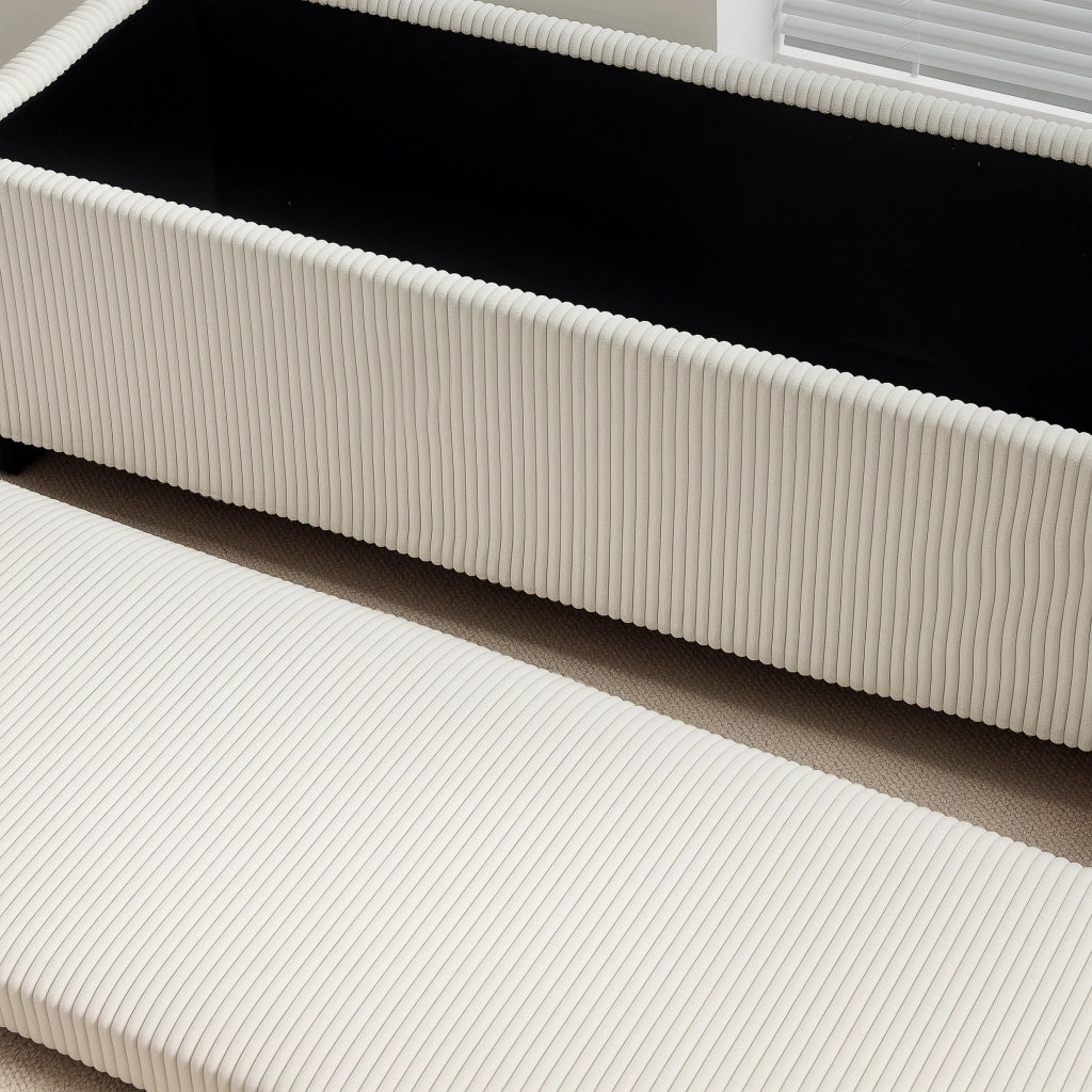 Pouf contenitore in velluto ¨C zephmum ¨C beige 112x42x40 cm