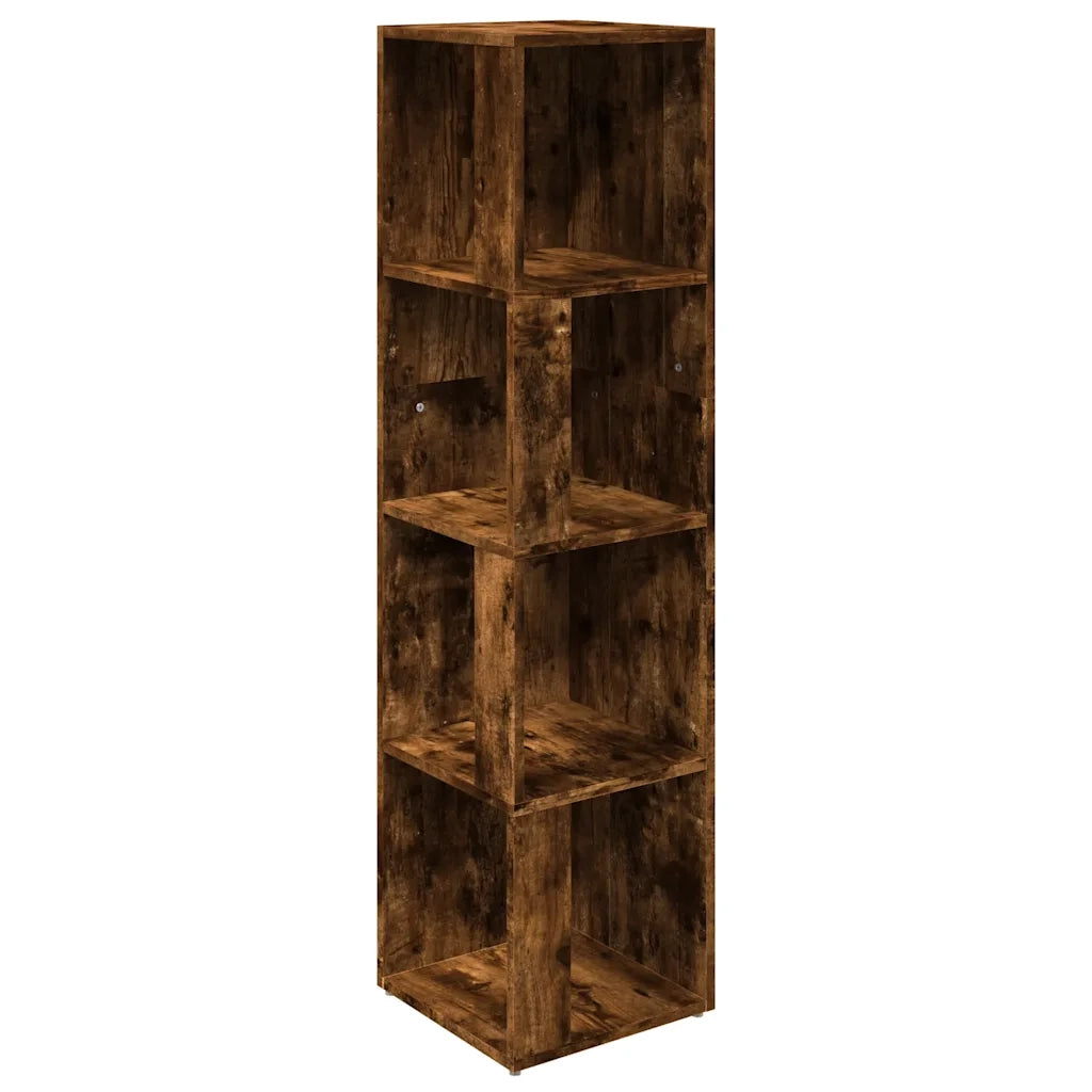 Mobile angolare moderno contenitore compatto 33 x 33 x 132 cm legno composito finitura rovere affumicato 02_0048262