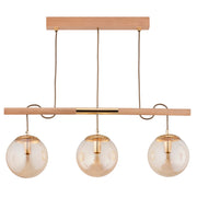 Lampada a sospensione AXA Alfa legno, 3 luci E14 ambra