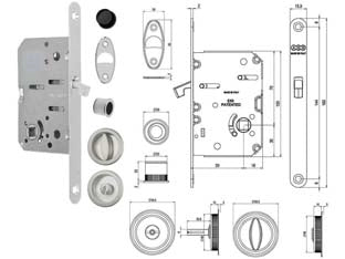 KIT A SERRATURA NOTTOLINO SCIVOLA TRE PORTE SCORREVOLI B.TONDO CR. OP- - mm.50 (B04934.50.34) - 1 pezzi AGB