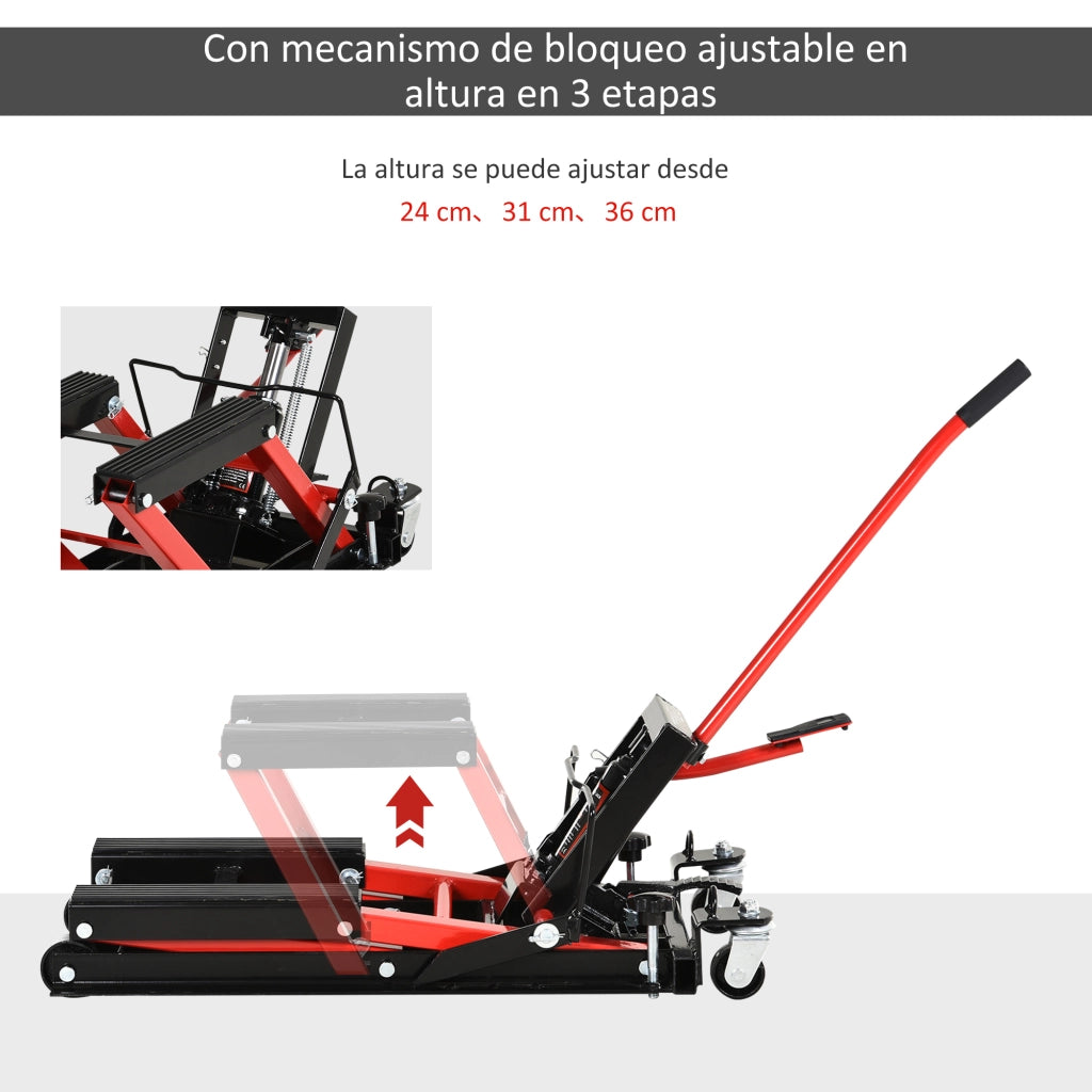 Cric Idraulico per Motocicli e ATV ¨C zephmum ¨C 110x36x67 cm, Nero e Rosso