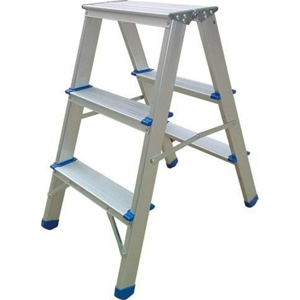 Scala sgabello alluminio leggero 3+3 gradini a doppia salita portata 150kg