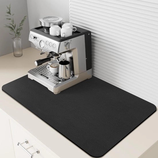 Mat di supporto per caffè con superficie antiscivolo - assorbente - materiale PU resistente alle macchie - dimensioni 40 x 50 cm - con gomma sul retro