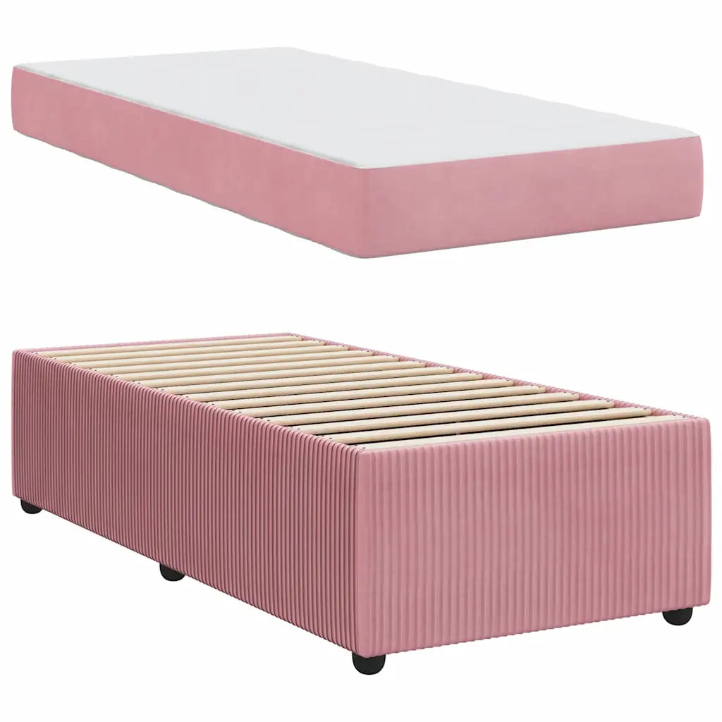 Letto singolo | Letto per adulti | Struttura del letto con materasso Rosa 100 x 200 cm Tessuto