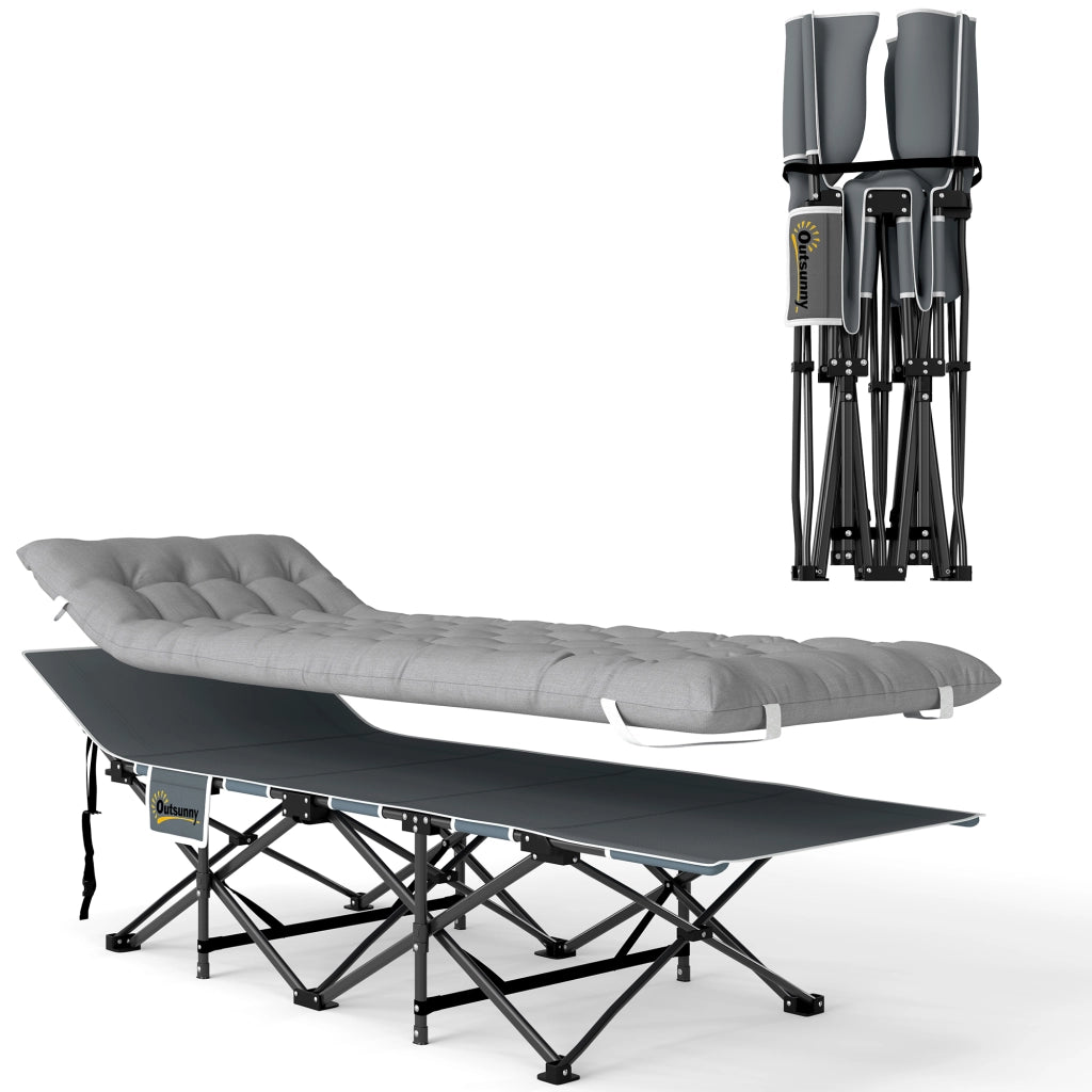 Letto da campeggio pieghevole con materasso ¨C Minimal ¨C grigio chiaro 185x68x37 cm