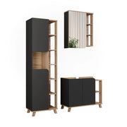 Vicco Set di mobili da bagno Sonoma/antracite 3 parti