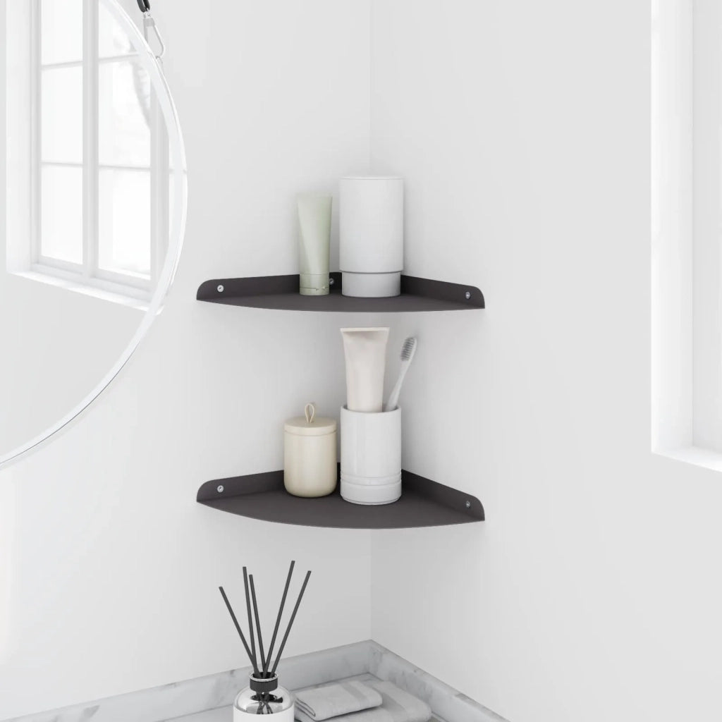 Mensola Galleggiante per Angolo 2 pcs Nero 24 x 24 x 2 cm 8004098