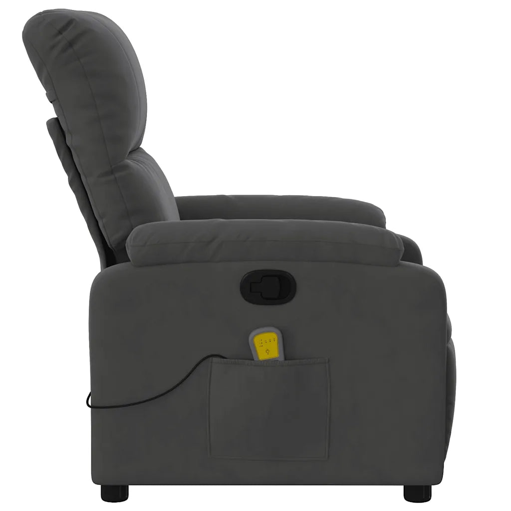 Poltrona | Sedia Relax Reclinabile Massaggio Grigio Scuro Tessuto Microfibra