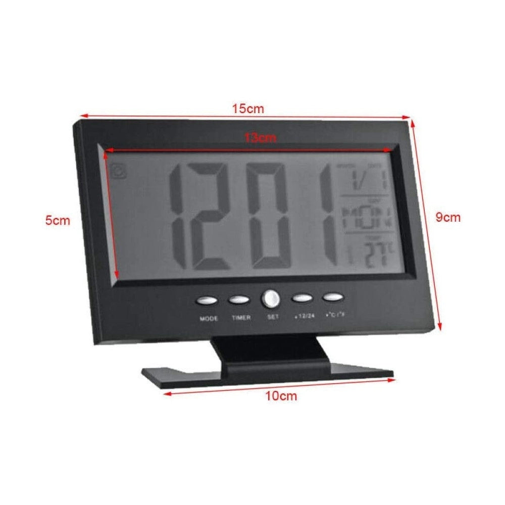 Trade Shop - Sveglia Orologio Da Tavolo Ampio Display Lcd Retro Illuminato A Led -