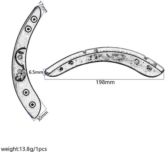 Supporto per Chitarra Flessibile - 19,8 x 3 x 0,65 cm - Facile da Montare - Adesivi con Nastro di Carta
