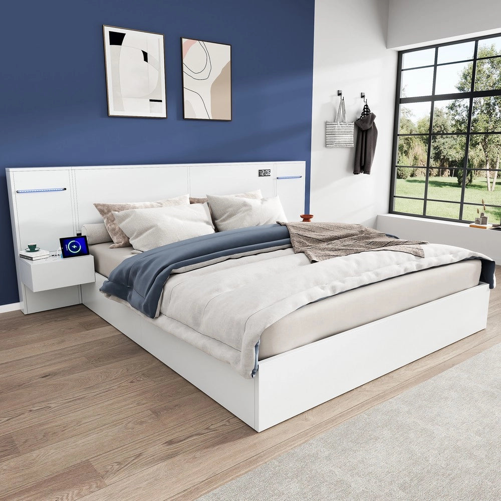 Letto Matrimoniale con USB, LED e Bluetooth ¨C Xylo ¨C Bianco 180x200