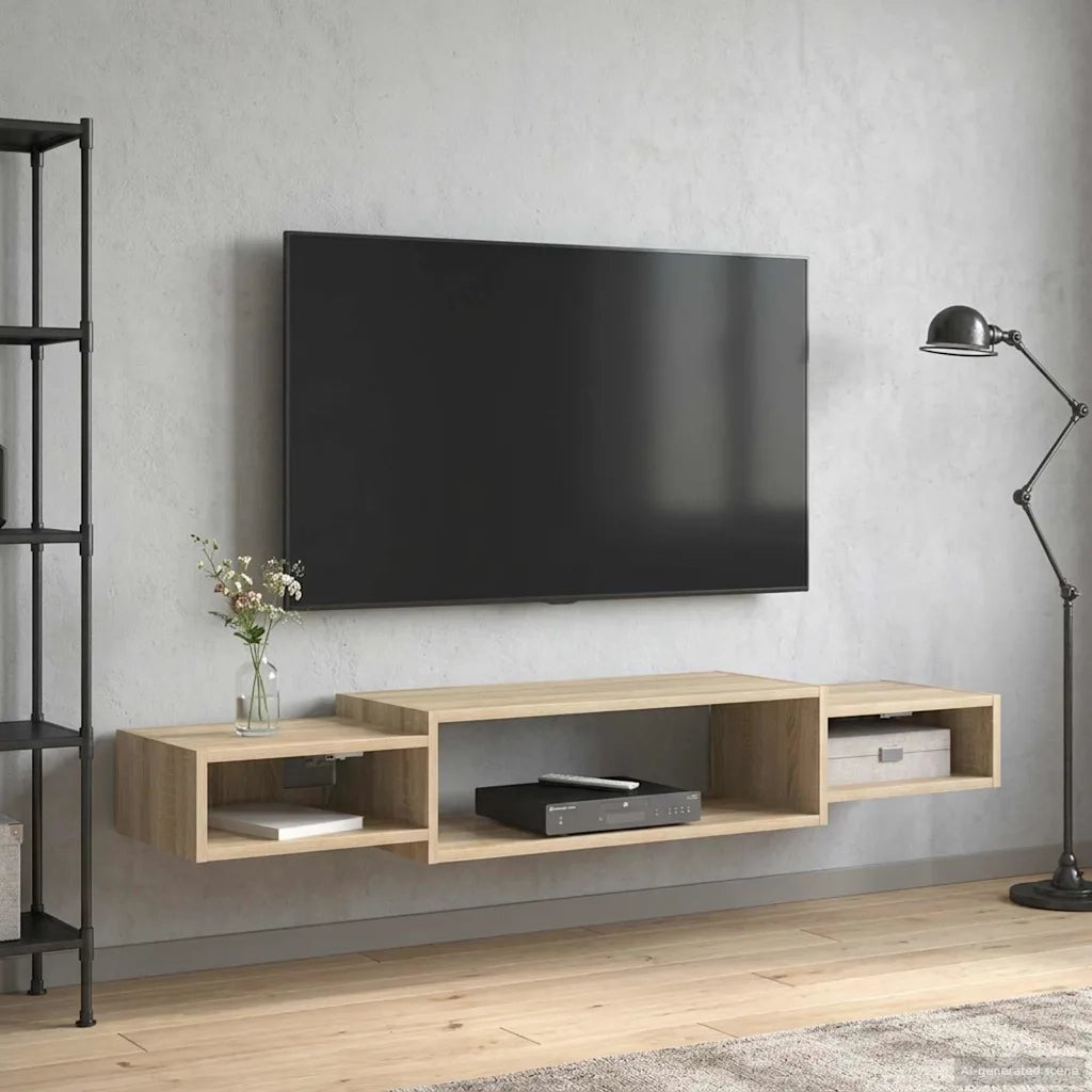 Mobile TV da Parete A parete-Credenza per TV sospesa Rovere Sonoma 140 x 28 x 21 cm