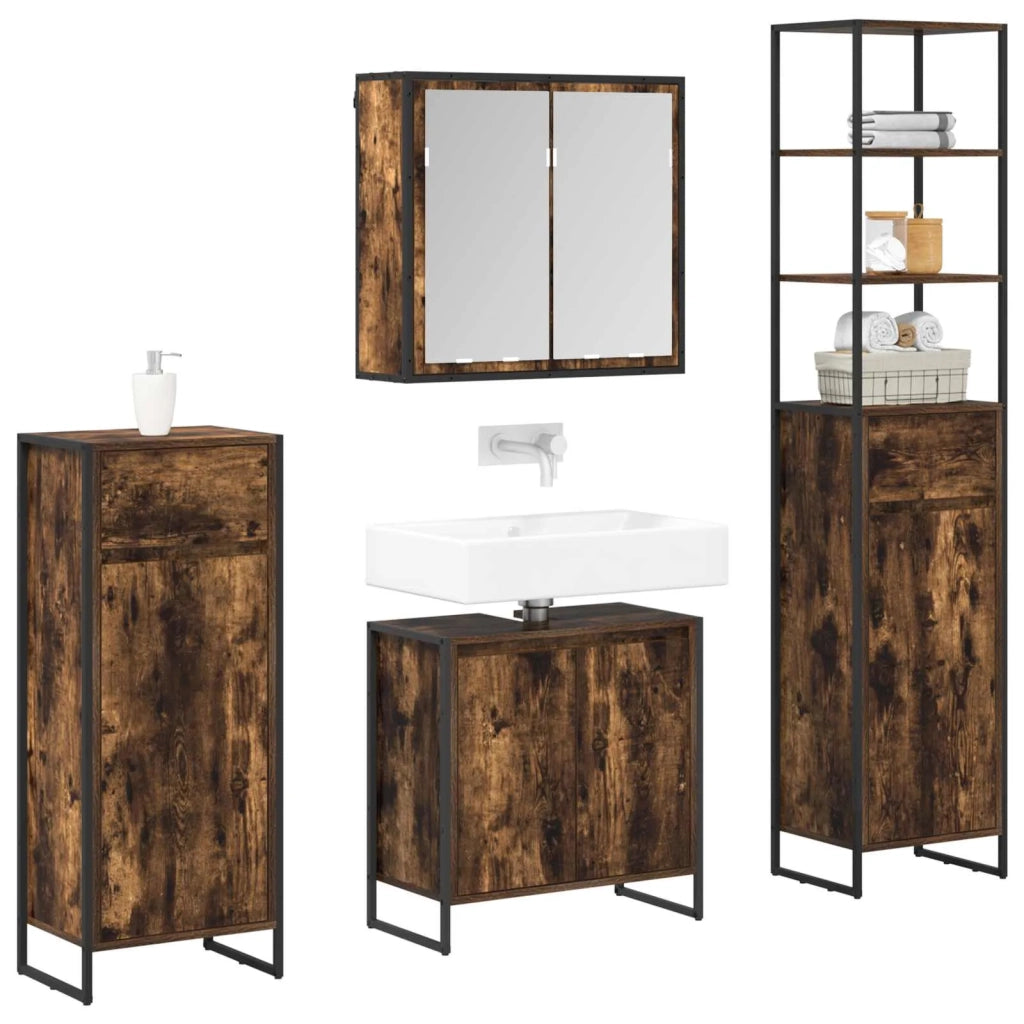 Set di mobili per il bagno Rovere fumé Legno multistrato 3403054