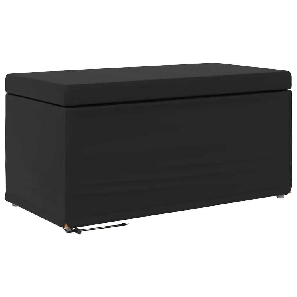Pouf Nero Pelle Sintetica e Legno Ingegnerizzato 876786