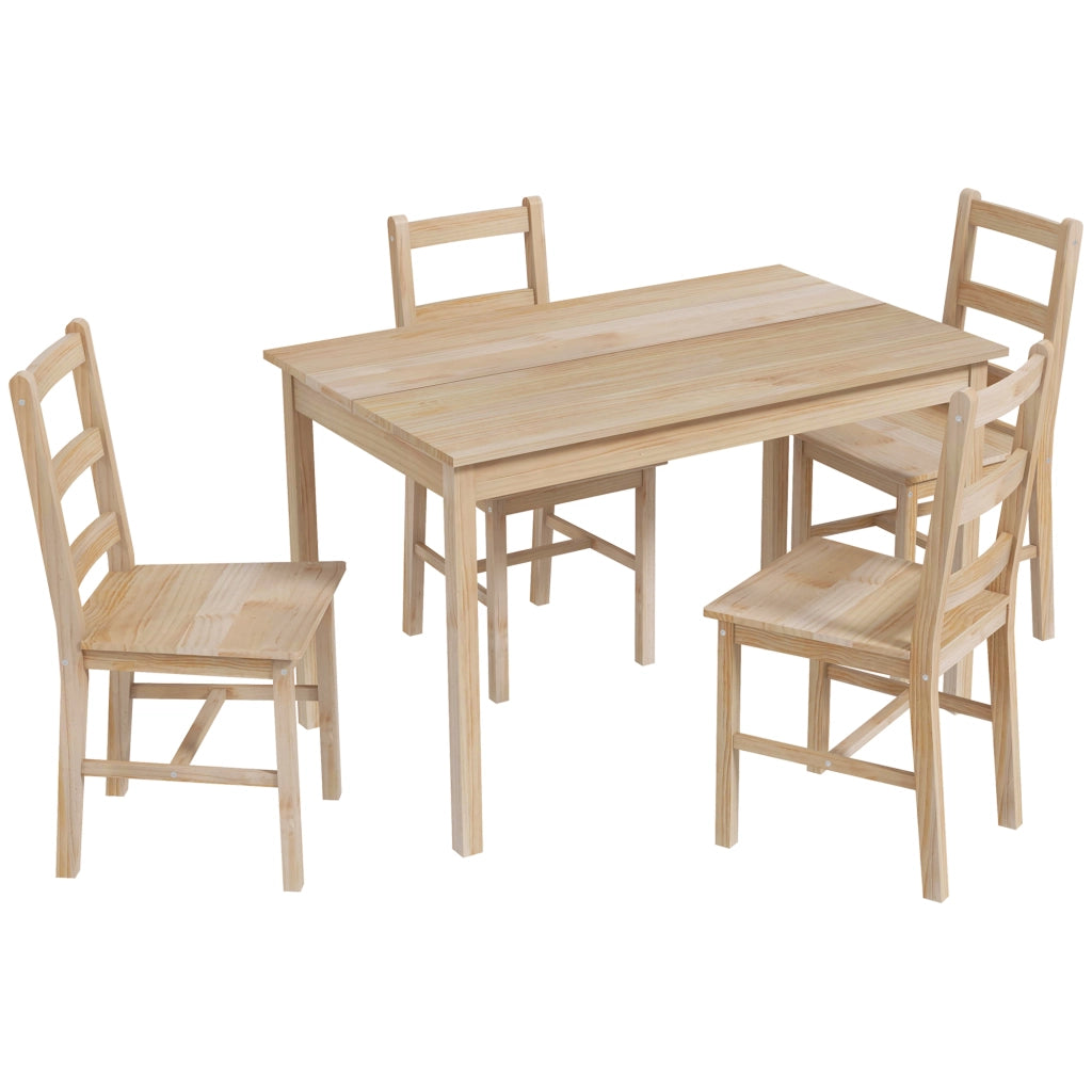Set tavolo da pranzo con sedie ¨C Minimal ¨C legno massello naturale 118x73x75 cm
