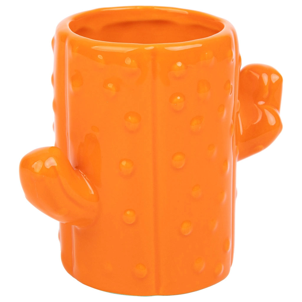 Portapenne cactus in ceramica arancione 13,5x7,8x11h